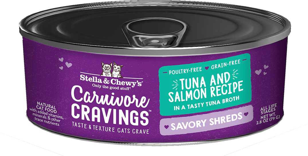 Stella & Chewys Carnivore Cravings Savory Shreds Tuna & Salmon Recipe